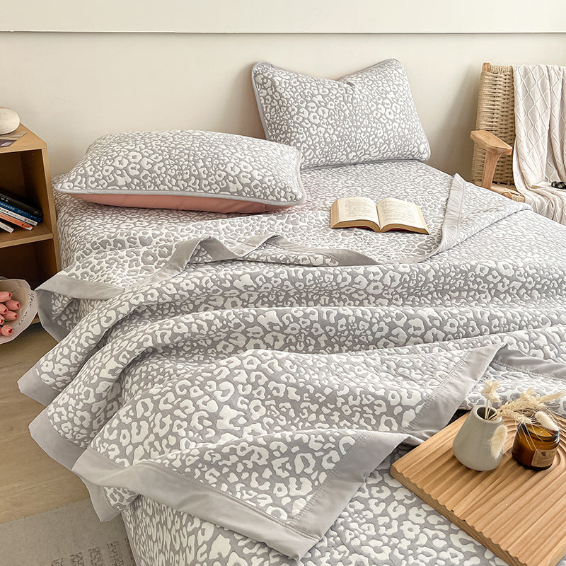 Leopard Print Bedding Set - Quilted Bedspread with Pillowcases