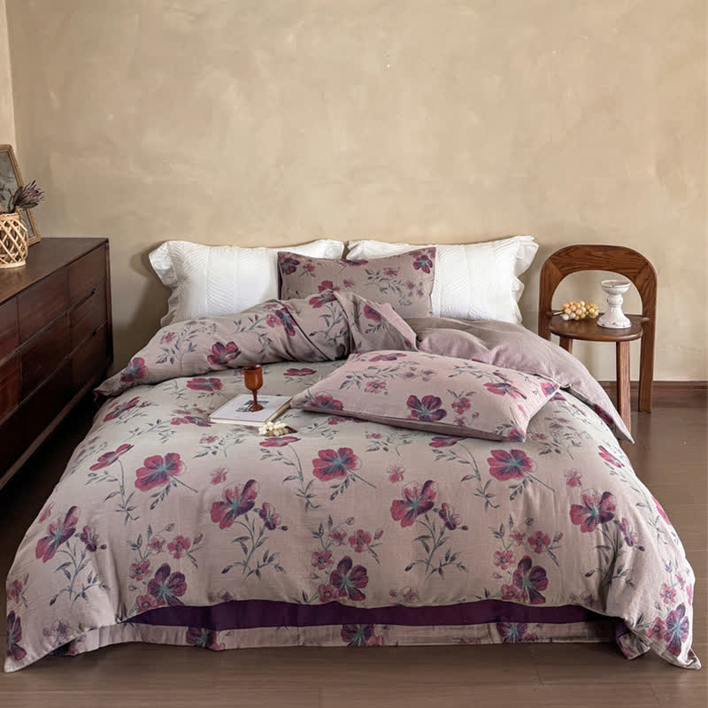 Flower Bedding Set - Cotton Duvet Cover(4 PCS)