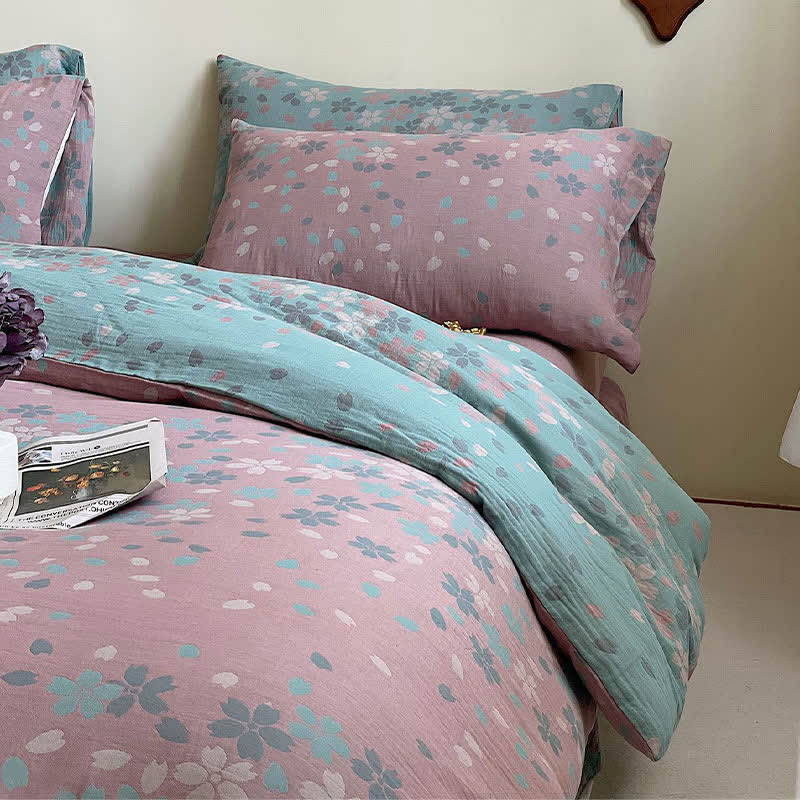 Floral Bedding Set - Lavender Duvet Cover & Flat Sheet (4 PCS)