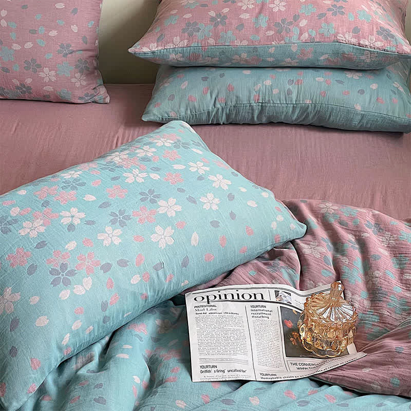 Floral Bedding Set - Lavender Duvet Cover & Flat Sheet (4 PCS)