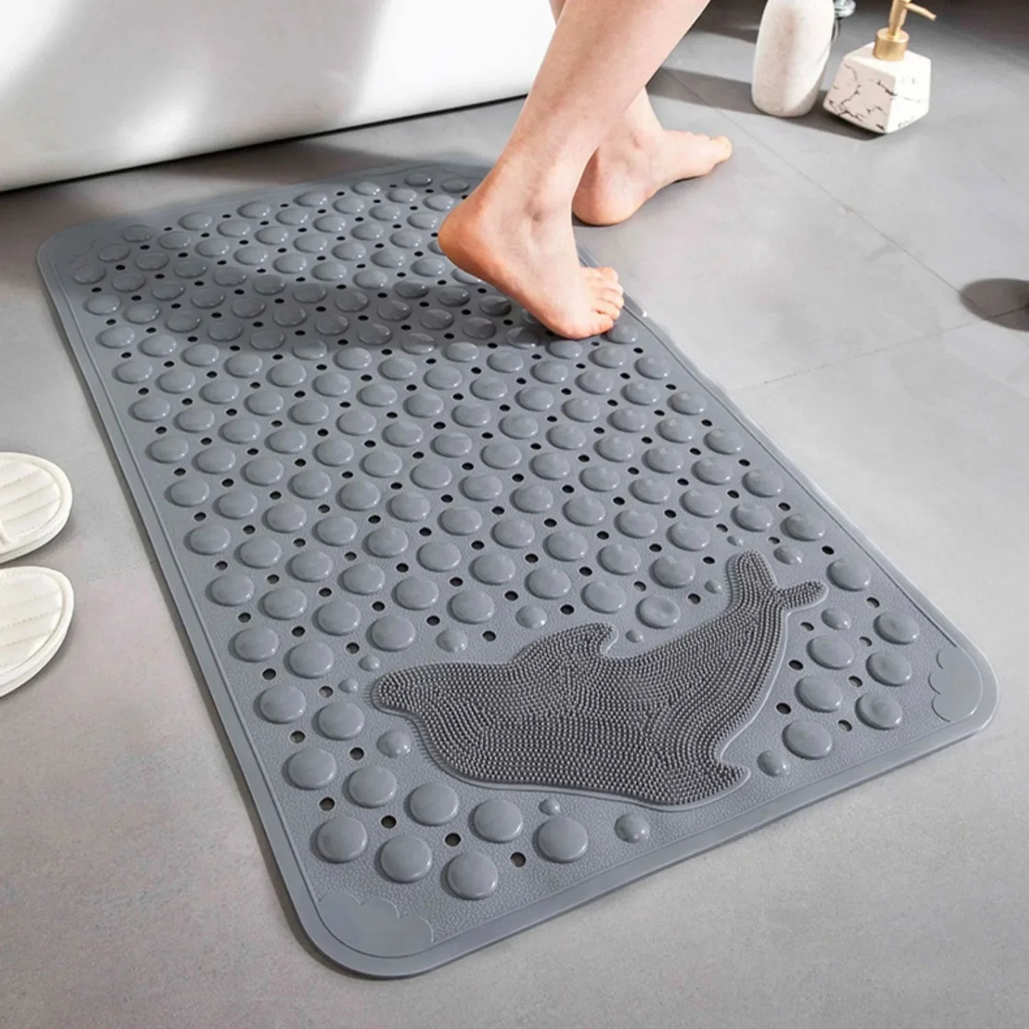 Non-Slip Bathtub Mat with Foot Scrubber