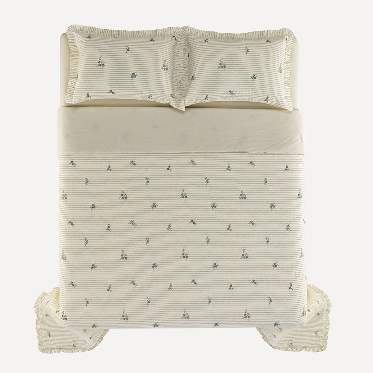 Elise 200 Thread Count Embroidered Double Bedspread with 2 Pillow Shams