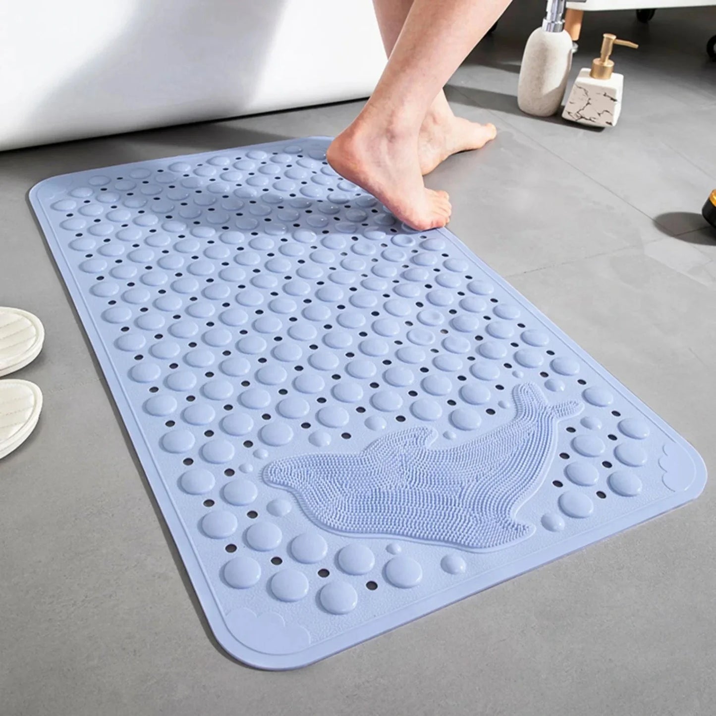 Non-Slip Bathtub Mat with Foot Scrubber