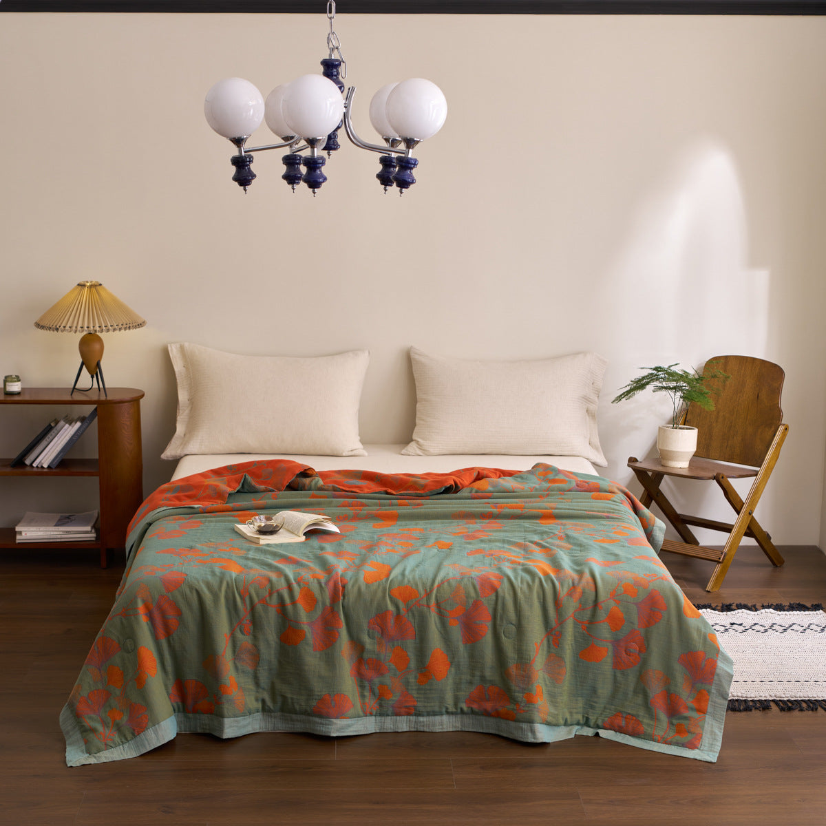 Ginkgo Leaf Cotton Quilt Reversible
