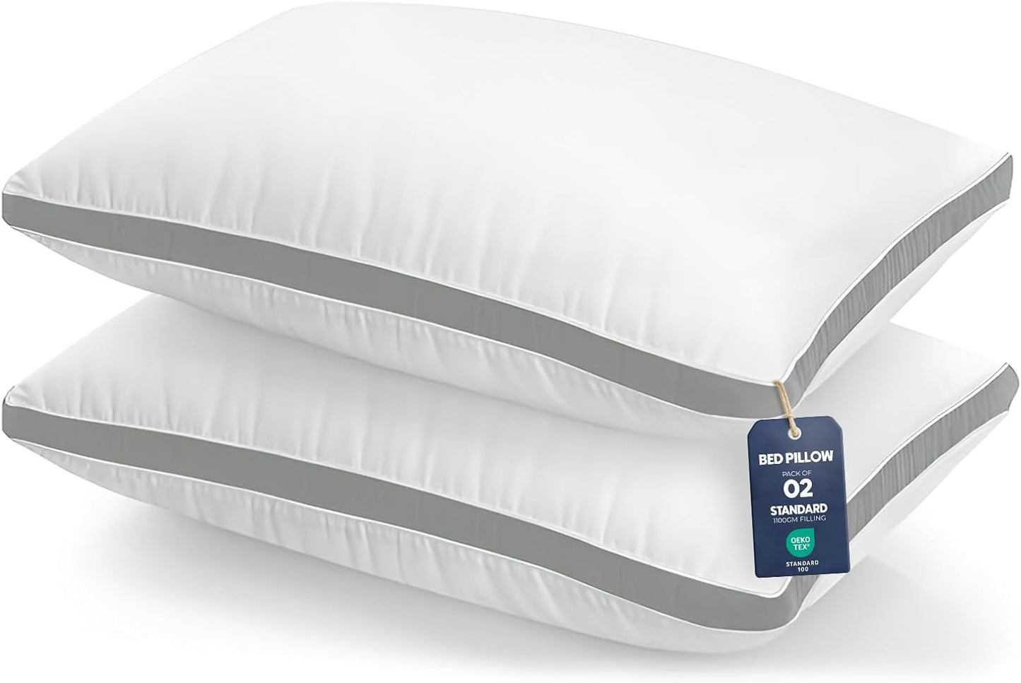 Utopia Bedding Pillows 2 Pack Queen Size, (Navy) Hotel Quality Pillows, Brushed Fabric, Bed Pillow for Back, Stomach or Side Sleepers - 18 x 26 inch / 45 x 66 cm