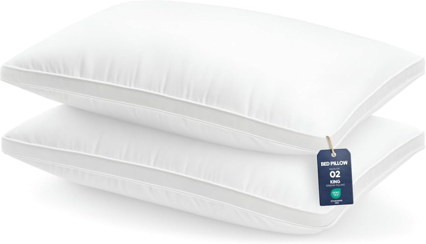 Utopia Bedding Pillows 2 Pack Queen Size, (Navy) Hotel Quality Pillows, Brushed Fabric, Bed Pillow for Back, Stomach or Side Sleepers - 18 x 26 inch / 45 x 66 cm