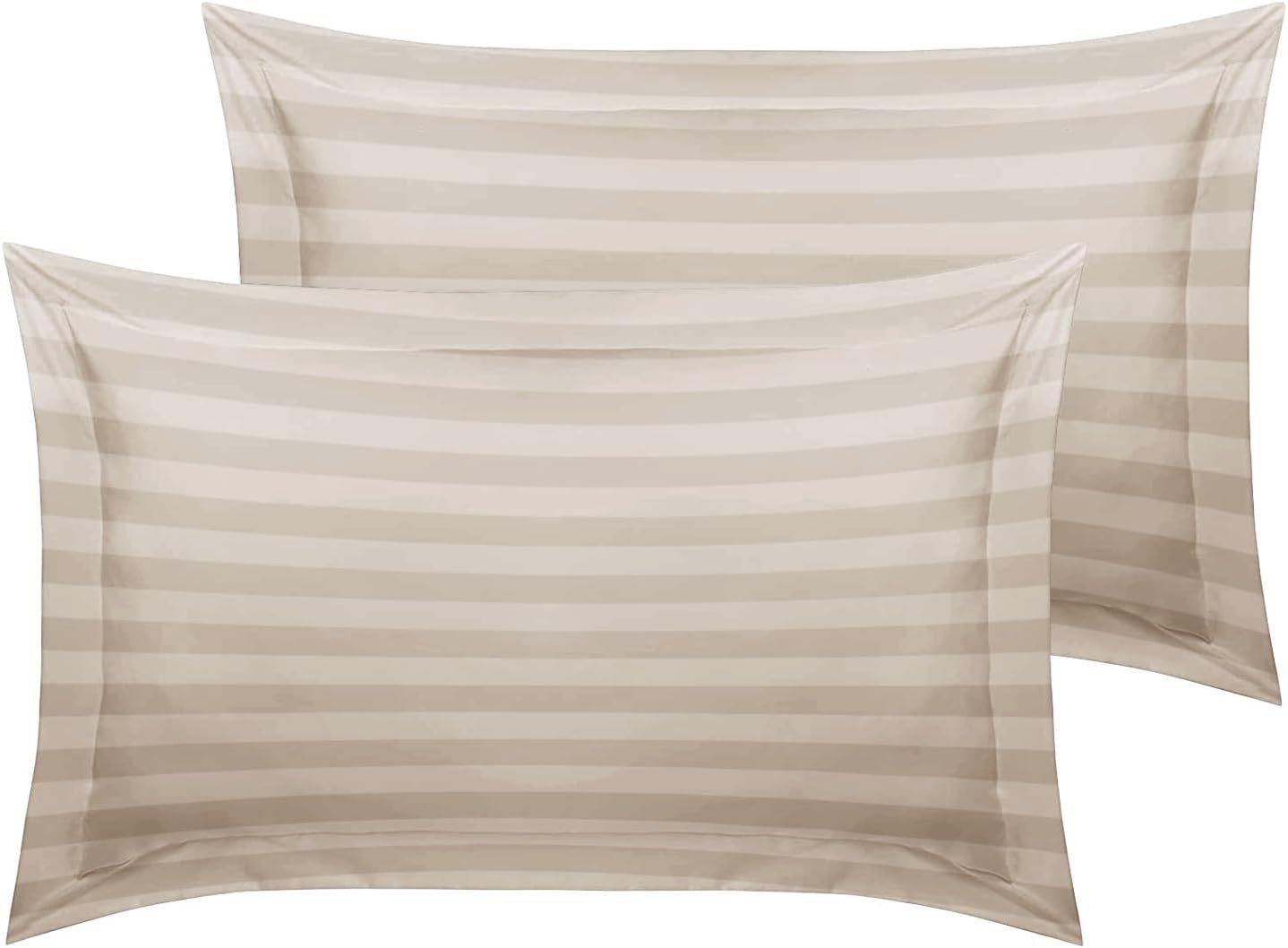 MOONLIGHT20015 Double Duvet Set Reversible Stripes Satin Double Bedding Set with 2 Pillowcases Soft Hypoallergenic Duvet Cover (Grey 200x200 CM)