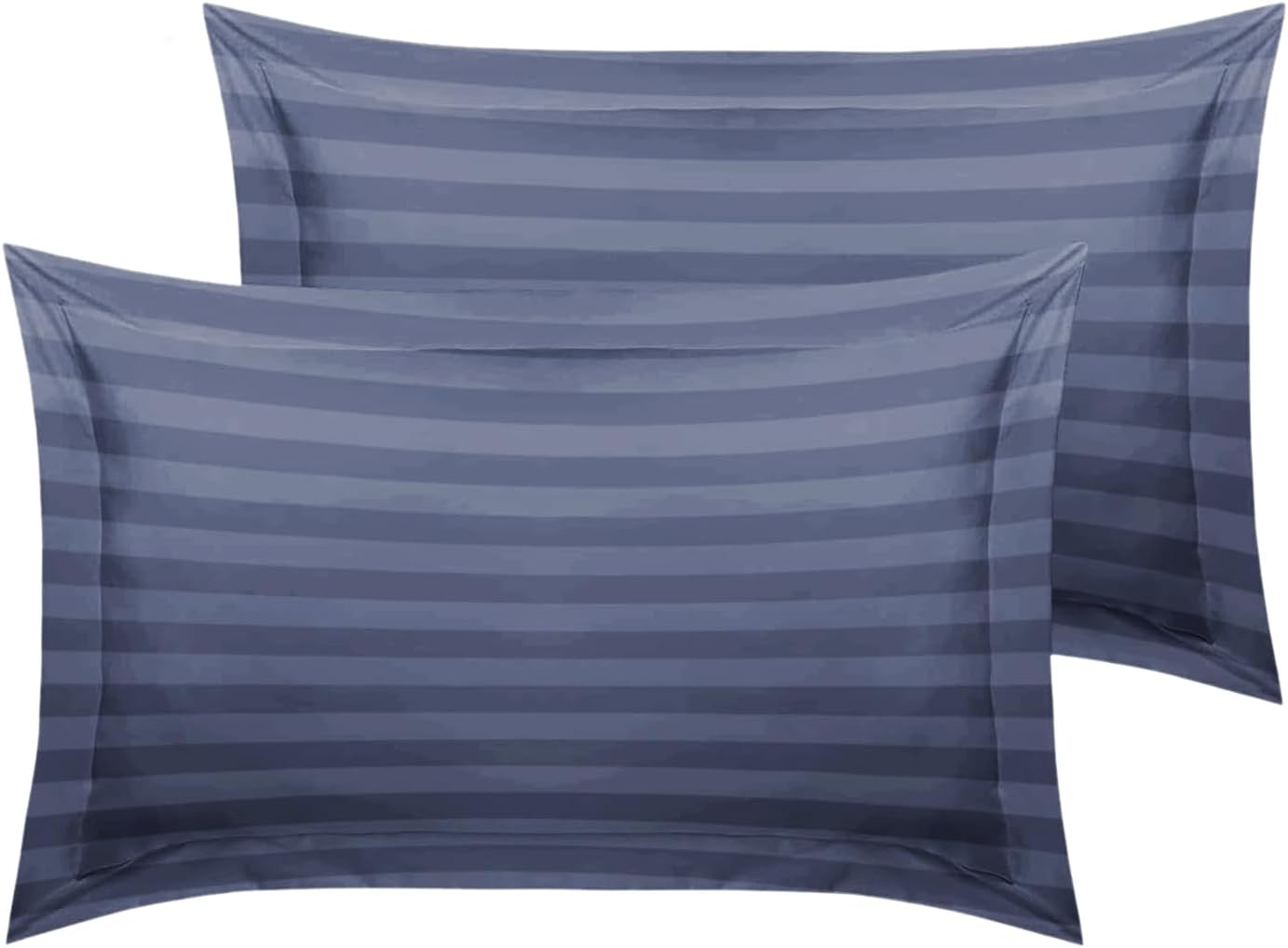 MOONLIGHT20015 Double Duvet Set Reversible Stripes Satin Double Bedding Set with 2 Pillowcases Soft Hypoallergenic Duvet Cover (Grey 200x200 CM)