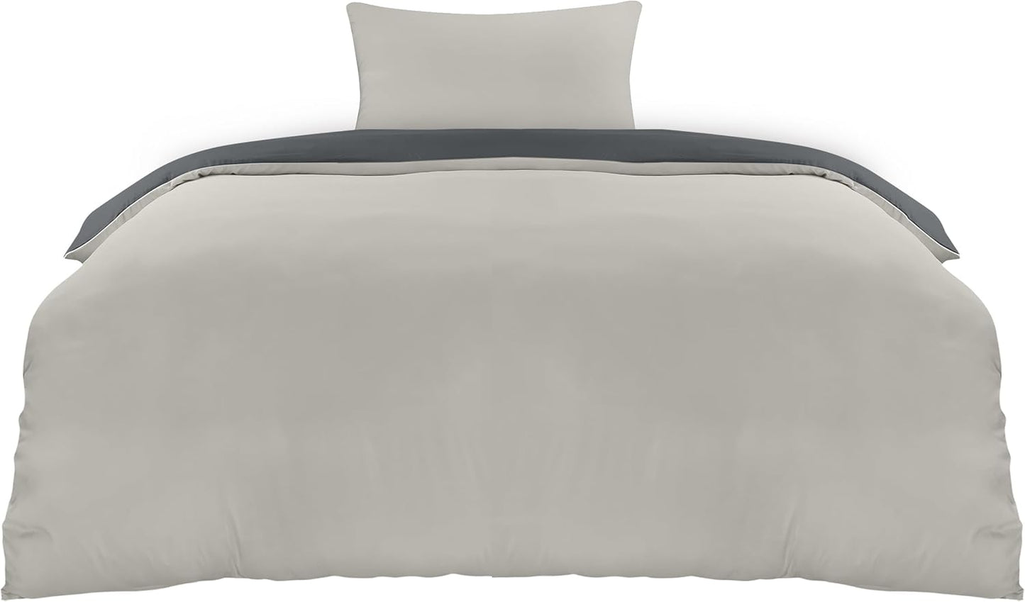 Utopia Bedding Duvet Cover Double - Soft Microfibre Polyester - Bedding Quilt Cover Set, with Pillow cases (Grey)