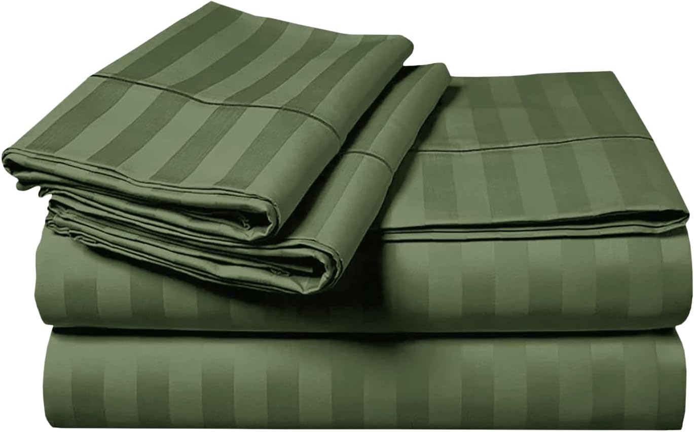 MOONLIGHT20015 Double Duvet Set Reversible Stripes Satin Double Bedding Set with 2 Pillowcases Soft Hypoallergenic Duvet Cover (Grey 200x200 CM)
