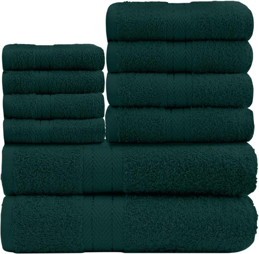 GC GAVENO CAVAILIA 10 Piece Towel Bale Set | Quick Drying Cotton Towel Highly Absorbent 450 GSM Silver Towels Set | Bathroom Towels Bale Set 4x Face 4x Hand 2x Bath Towels