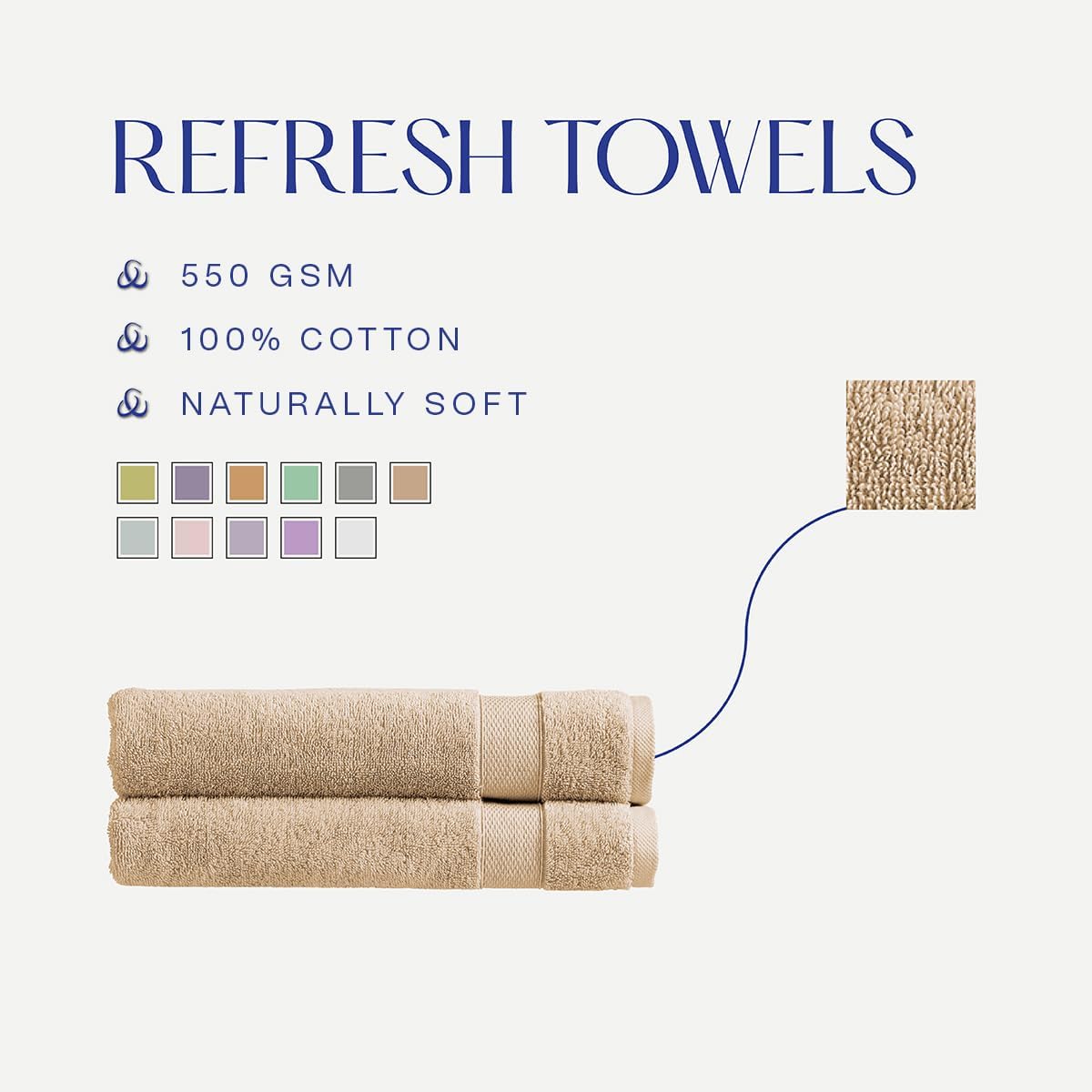 Christy Refresh Bathroom Towel Set | Set of 4 | 2 Bath 2 Hand | Quick Dry | Gentle Pastel Tones | Soft Absorbent Shower Towels | 100% Cotton 550GSM | Driftwood Brown