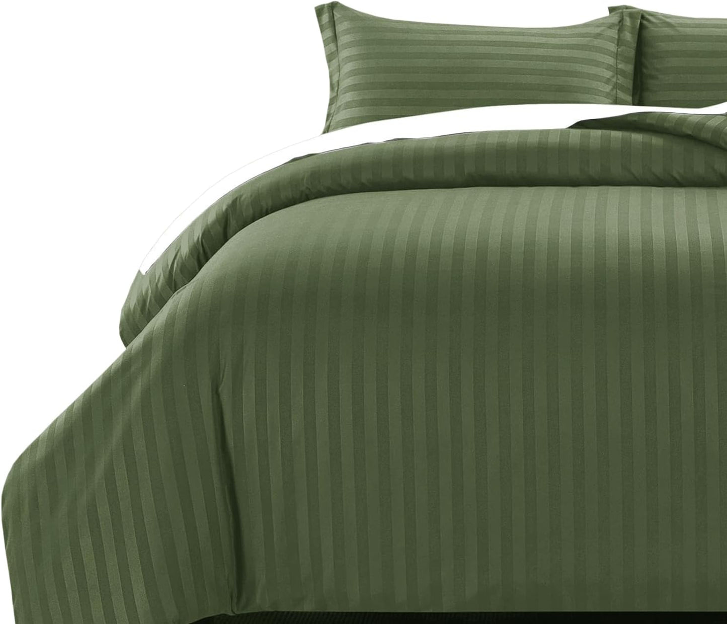 MOONLIGHT20015 Double Duvet Set Reversible Stripes Satin Double Bedding Set with 2 Pillowcases Soft Hypoallergenic Duvet Cover (Grey 200x200 CM)