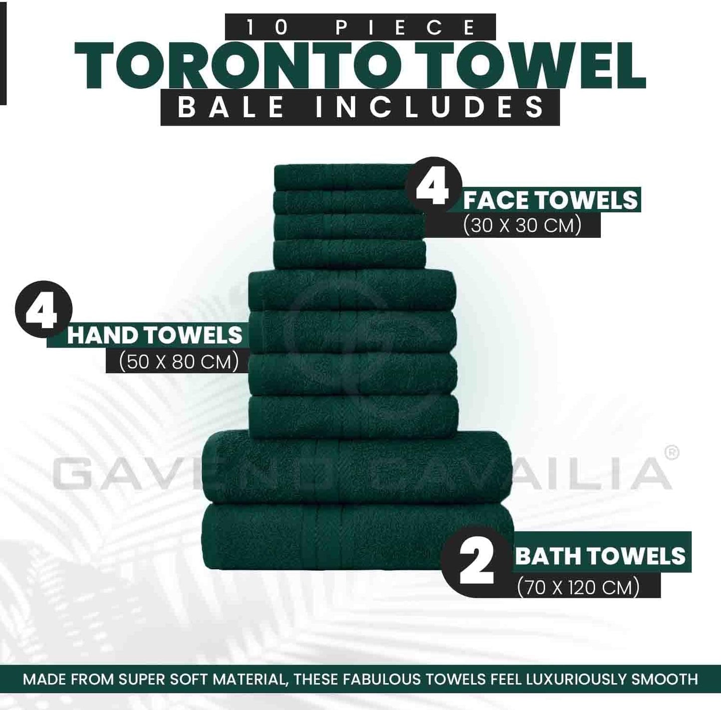 GC GAVENO CAVAILIA 10 Piece Towel Bale Set | Quick Drying Cotton Towel Highly Absorbent 450 GSM Silver Towels Set | Bathroom Towels Bale Set 4x Face 4x Hand 2x Bath Towels