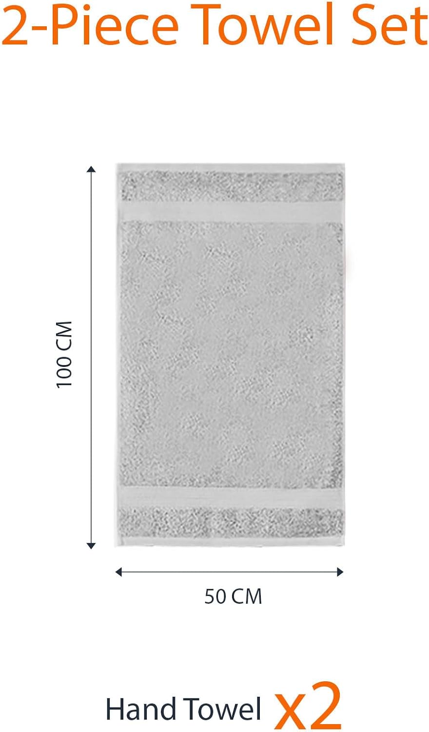 Amazon Basics 2 Bath towel for bathroom, Fade Resistant 100% Cotton Bath Towels, soft absorbent, 2-Pack (70x140 cm), Grey