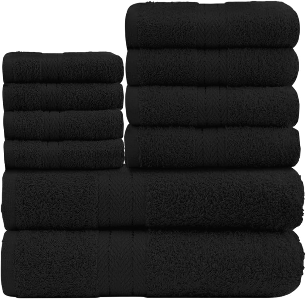 GC GAVENO CAVAILIA 10 Piece Towel Bale Set | Quick Drying Cotton Towel Highly Absorbent 450 GSM Silver Towels Set | Bathroom Towels Bale Set 4x Face 4x Hand 2x Bath Towels