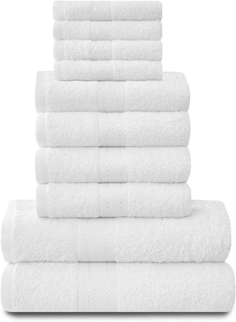 GC GAVENO CAVAILIA 10 Piece Towel Bale Set | Quick Drying Cotton Towel Highly Absorbent 450 GSM Silver Towels Set | Bathroom Towels Bale Set 4x Face 4x Hand 2x Bath Towels