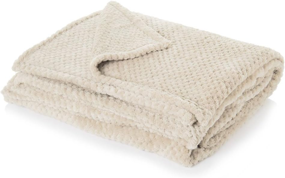 Dreamscene Sofa Throw Blanket, Soft Cosy Warm Honeycomb Waffle Fluffy Fleece Blankets for Bed Single Bed Throws Faux Fur Charcoal Grey Throw for Sofa, 125 x 150cm