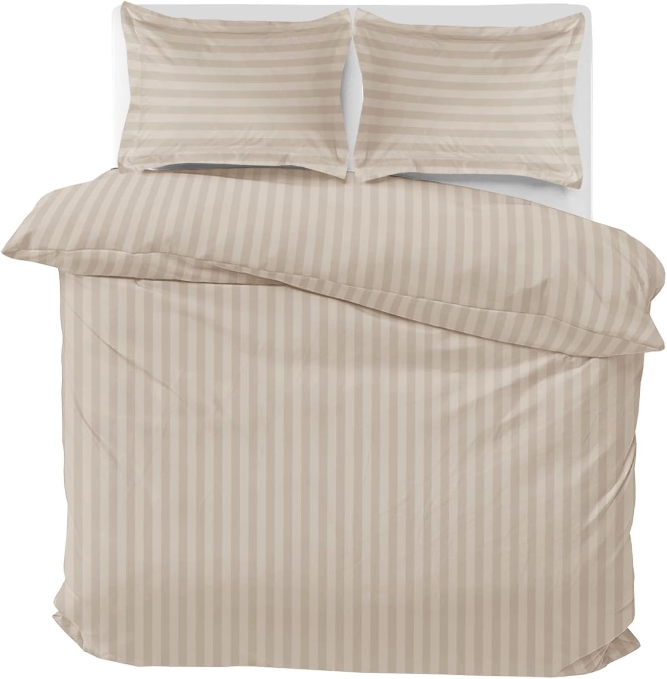 MOONLIGHT20015 Double Duvet Set Reversible Stripes Satin Double Bedding Set with 2 Pillowcases Soft Hypoallergenic Duvet Cover (Grey 200x200 CM)