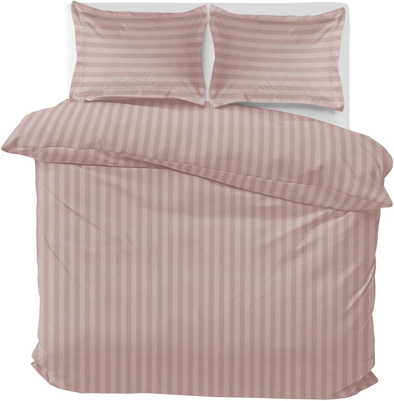 MOONLIGHT20015 Double Duvet Set Reversible Stripes Satin Double Bedding Set with 2 Pillowcases Soft Hypoallergenic Duvet Cover (Grey 200x200 CM)