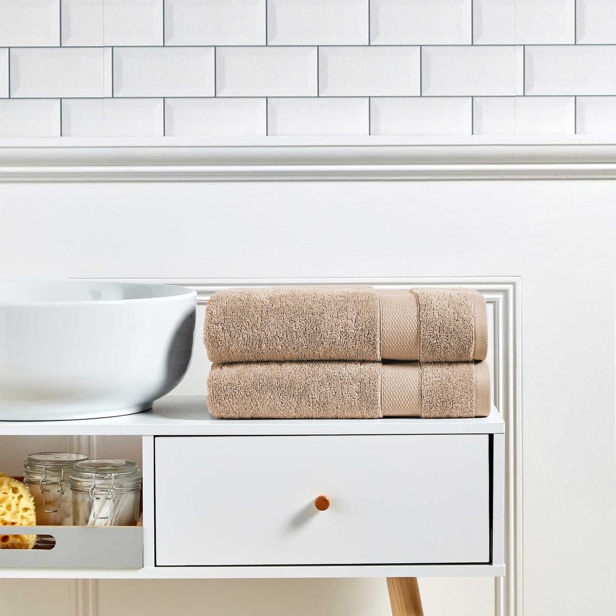Christy Refresh Bathroom Towel Set | Set of 4 | 2 Bath 2 Hand | Quick Dry | Gentle Pastel Tones | Soft Absorbent Shower Towels | 100% Cotton 550GSM | Driftwood Brown