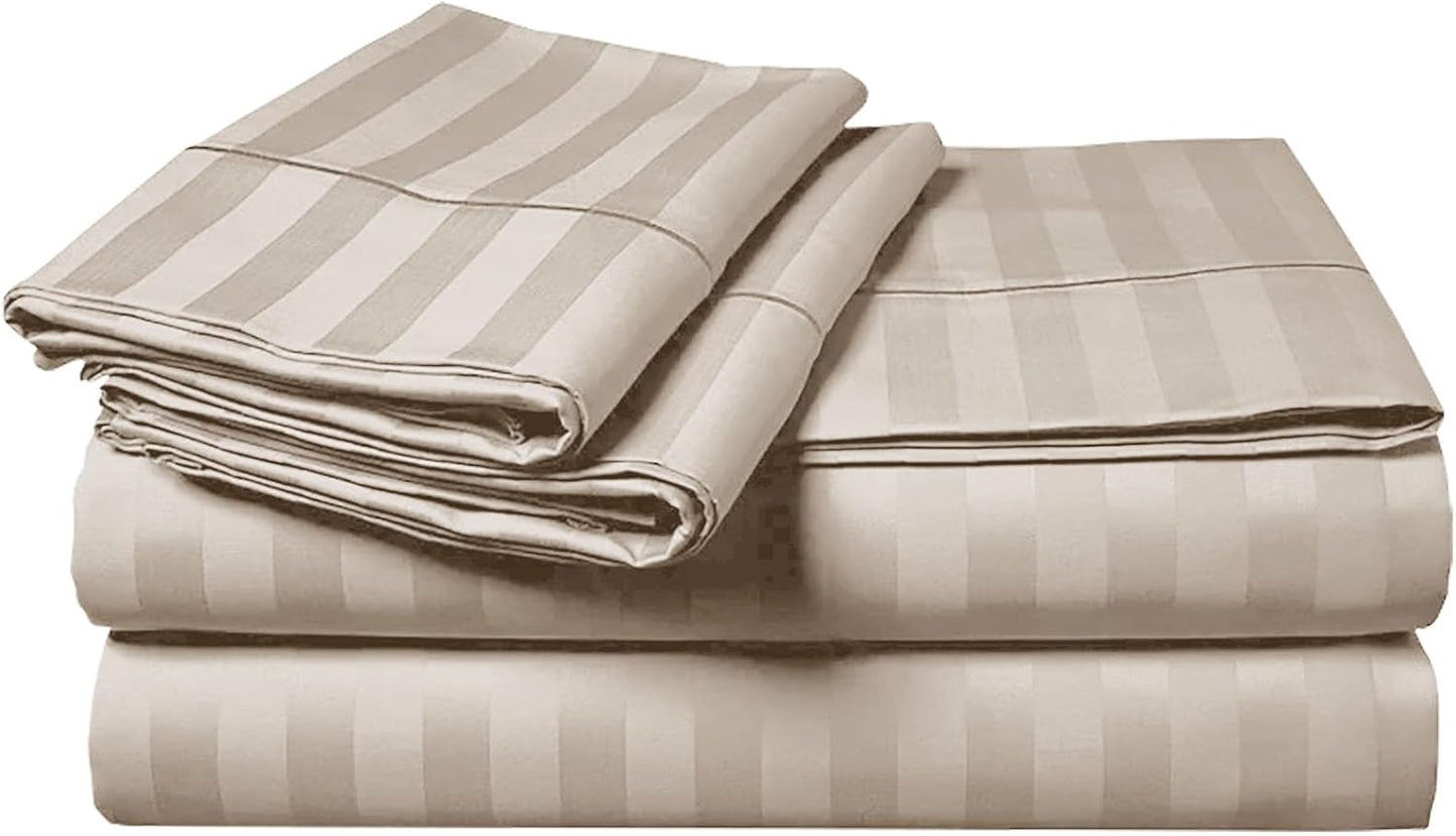 MOONLIGHT20015 Double Duvet Set Reversible Stripes Satin Double Bedding Set with 2 Pillowcases Soft Hypoallergenic Duvet Cover (Grey 200x200 CM)