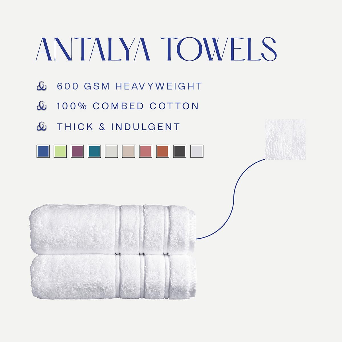 Christy Antalya Large Bath Towels | Set of 6 | 100% Turkish Cotton | 600GSM | Soft Plush Luxury Towel Set | 2 Bath Towels 2 Hand Towels 2 Face Cloths | Quick Dry | Denim Blue
