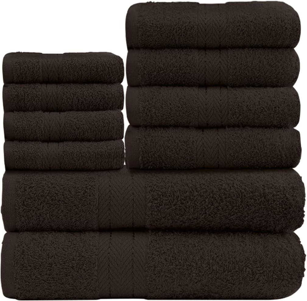 GC GAVENO CAVAILIA 10 Piece Towel Bale Set | Quick Drying Cotton Towel Highly Absorbent 450 GSM Silver Towels Set | Bathroom Towels Bale Set 4x Face 4x Hand 2x Bath Towels