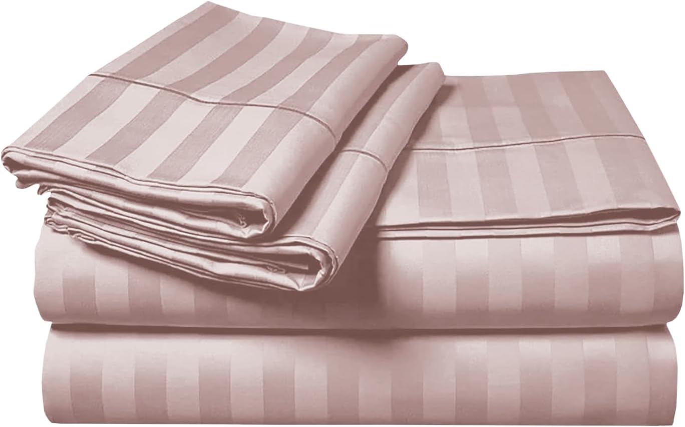 MOONLIGHT20015 Double Duvet Set Reversible Stripes Satin Double Bedding Set with 2 Pillowcases Soft Hypoallergenic Duvet Cover (Grey 200x200 CM)