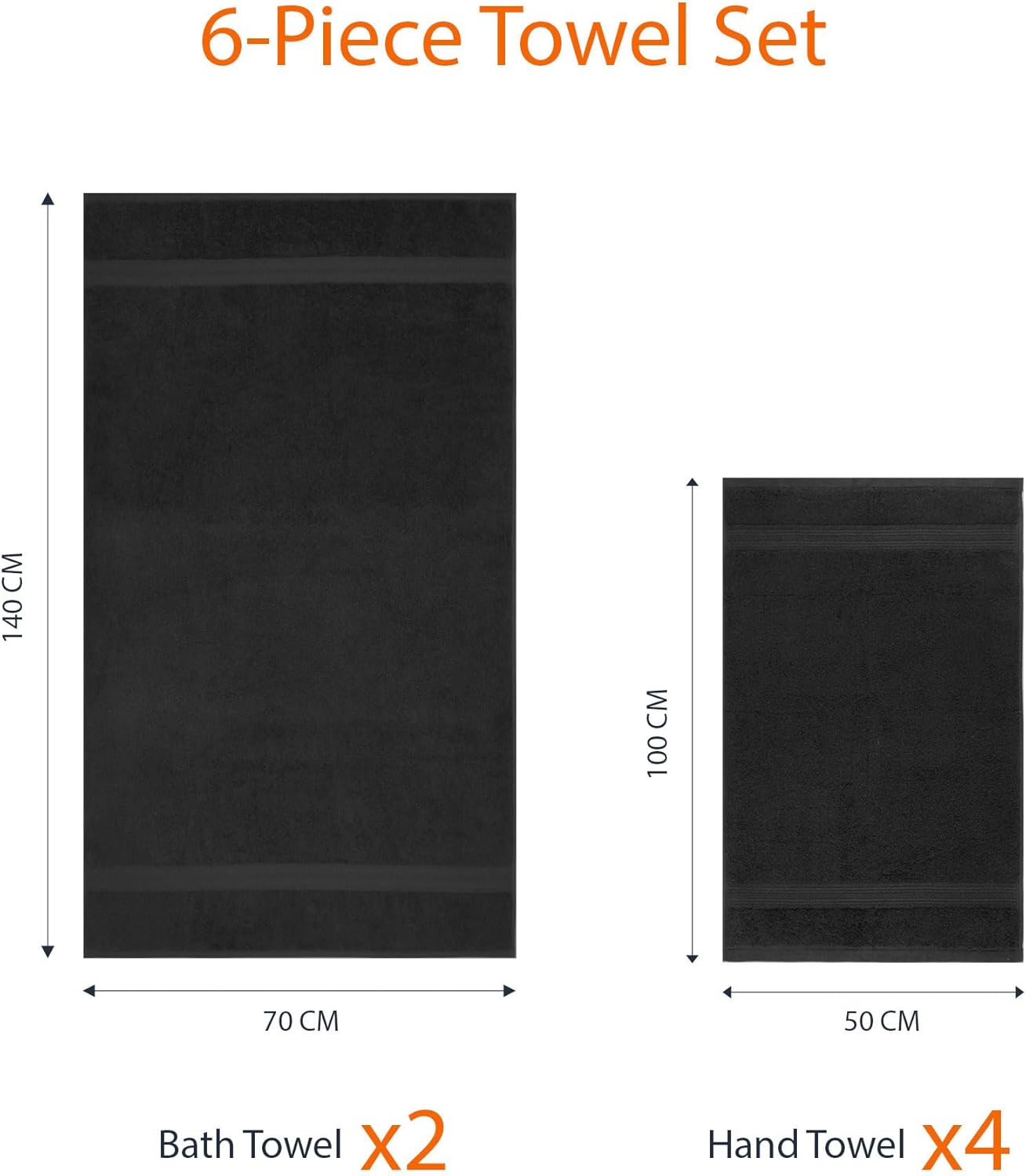 Amazon Basics 2 Bath towel for bathroom, Fade Resistant 100% Cotton Bath Towels, soft absorbent, 2-Pack (70x140 cm), Grey