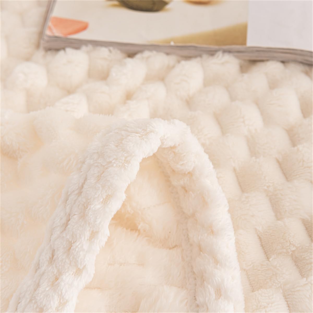 Milky White Waffle Plush Blanket