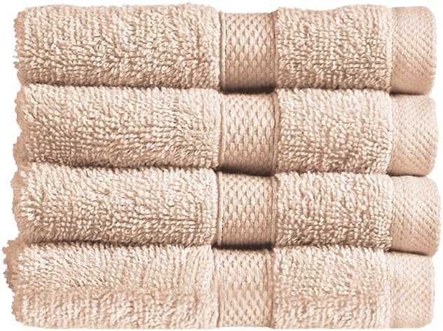 Christy Refresh Bathroom Towel Set | Set of 4 | 2 Bath 2 Hand | Quick Dry | Gentle Pastel Tones | Soft Absorbent Shower Towels | 100% Cotton 550GSM | Driftwood Brown