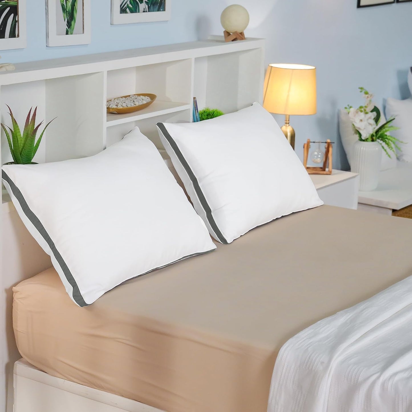 Utopia Bedding Pillows 2 Pack Queen Size, (Navy) Hotel Quality Pillows, Brushed Fabric, Bed Pillow for Back, Stomach or Side Sleepers - 18 x 26 inch / 45 x 66 cm