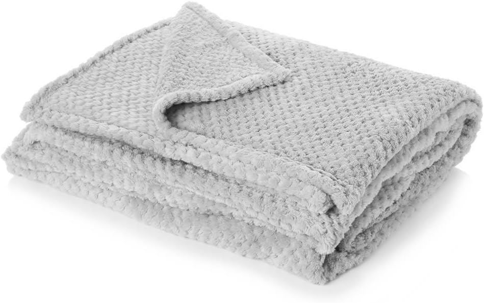 Dreamscene Sofa Throw Blanket, Soft Cosy Warm Honeycomb Waffle Fluffy Fleece Blankets for Bed Single Bed Throws Faux Fur Charcoal Grey Throw for Sofa, 125 x 150cm