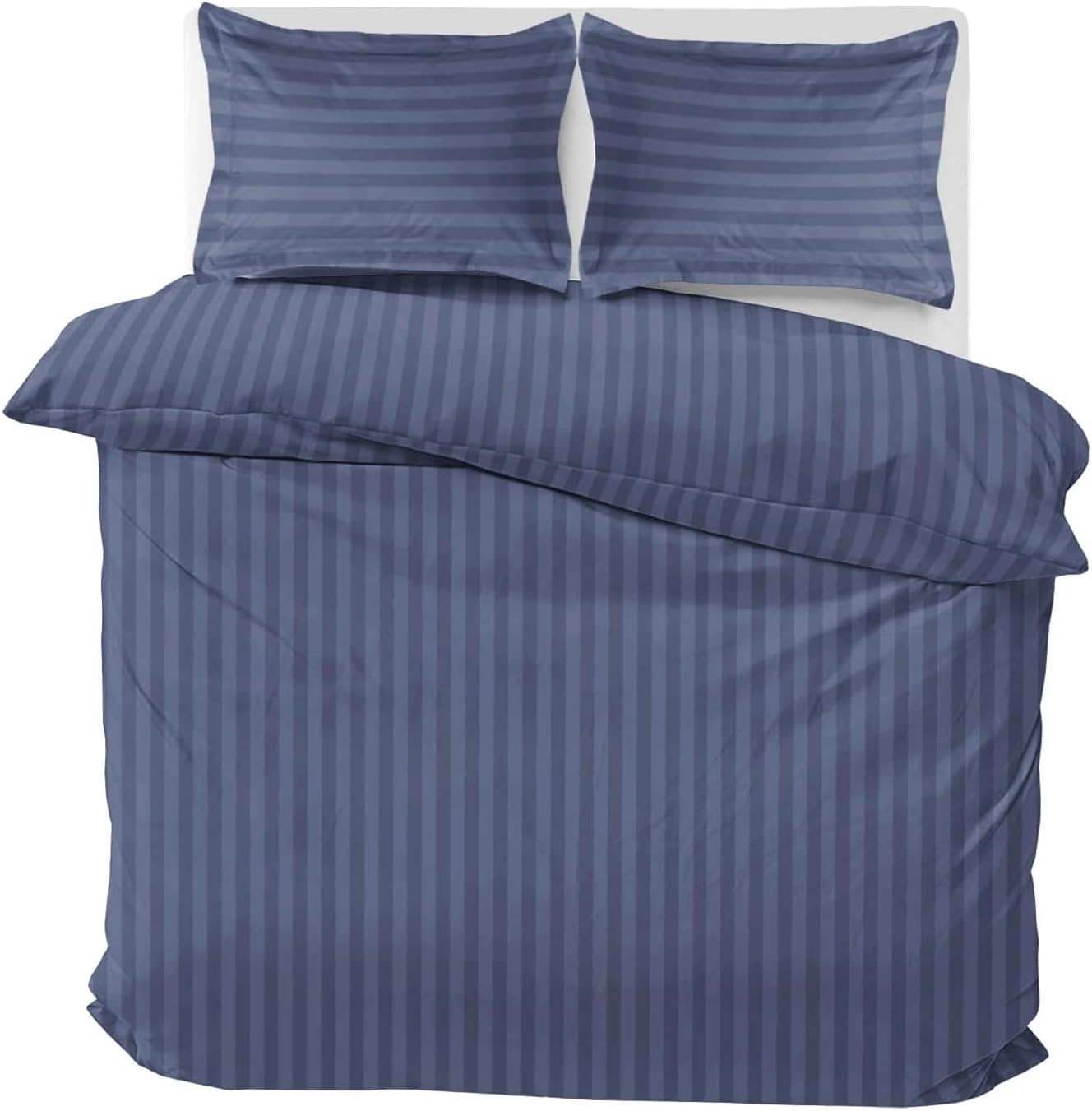 MOONLIGHT20015 Double Duvet Set Reversible Stripes Satin Double Bedding Set with 2 Pillowcases Soft Hypoallergenic Duvet Cover (Grey 200x200 CM)
