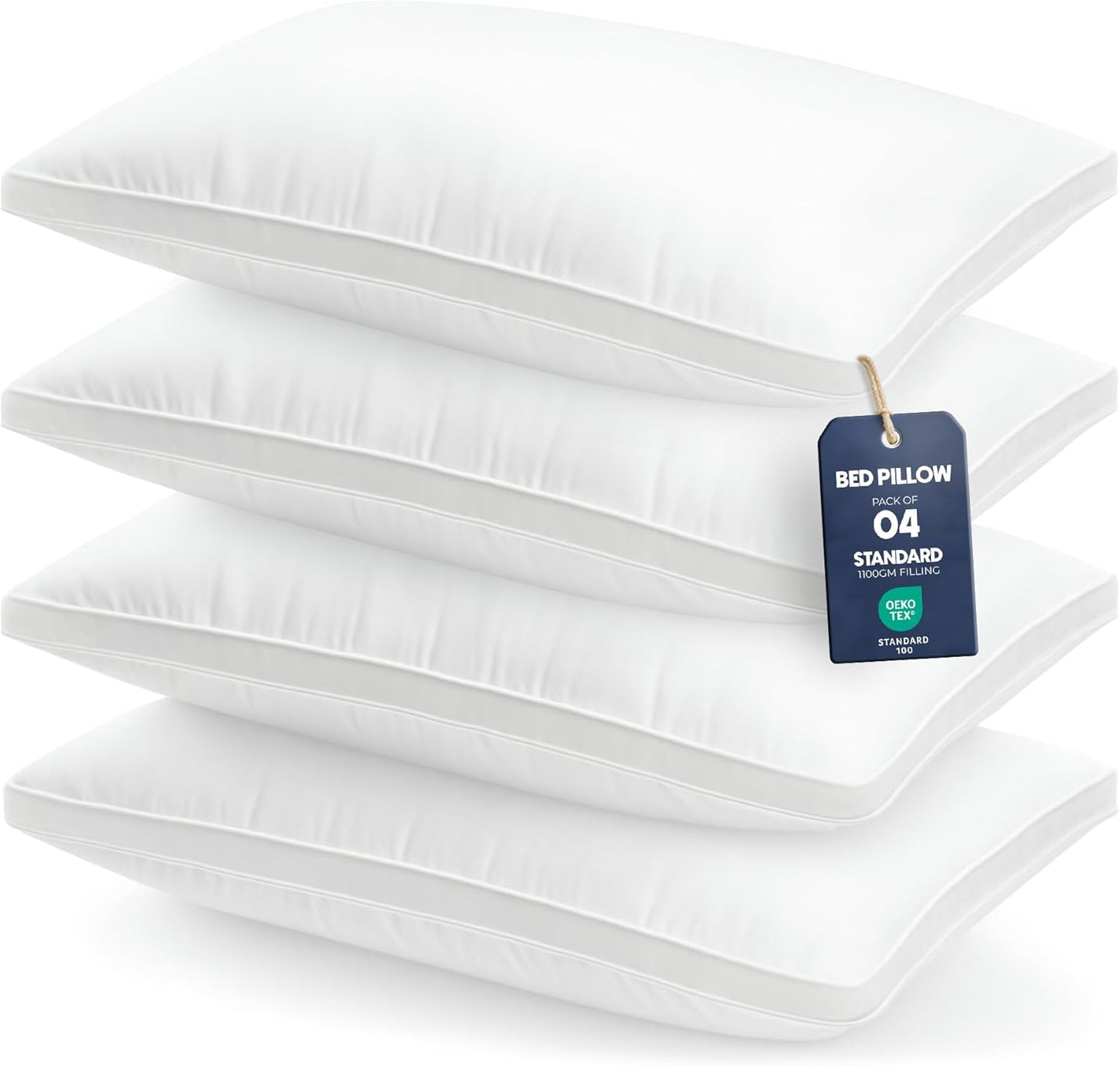 Utopia Bedding Pillows 2 Pack Queen Size, (Navy) Hotel Quality Pillows, Brushed Fabric, Bed Pillow for Back, Stomach or Side Sleepers - 18 x 26 inch / 45 x 66 cm