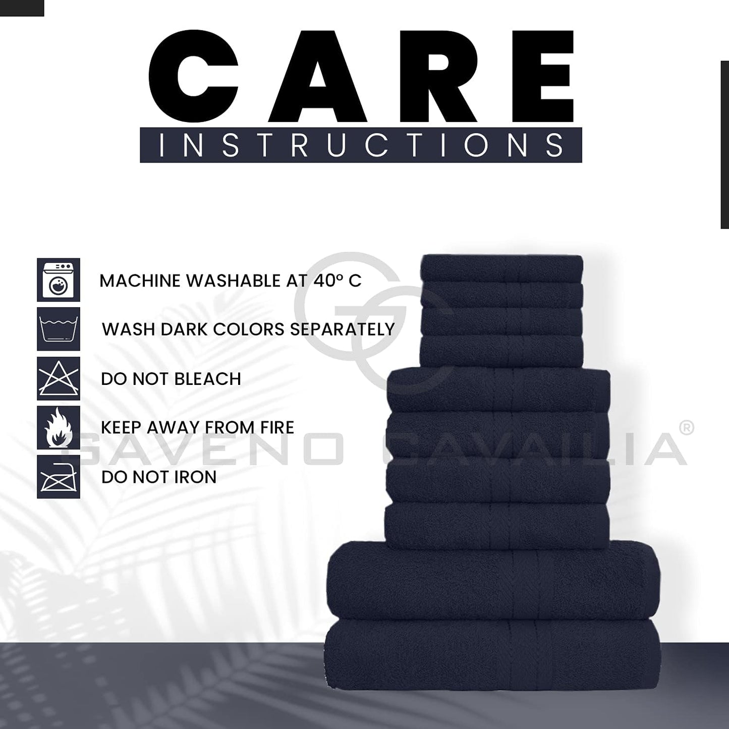 GC GAVENO CAVAILIA 10 Piece Towel Bale Set | Quick Drying Cotton Towel Highly Absorbent 450 GSM Silver Towels Set | Bathroom Towels Bale Set 4x Face 4x Hand 2x Bath Towels