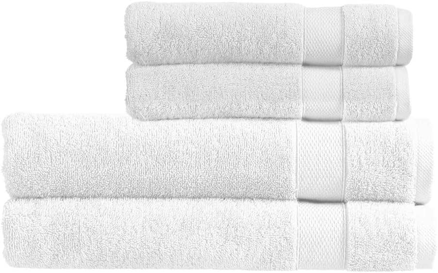 Christy Refresh Bathroom Towel Set | Set of 4 | 2 Bath 2 Hand | Quick Dry | Gentle Pastel Tones | Soft Absorbent Shower Towels | 100% Cotton 550GSM | Driftwood Brown