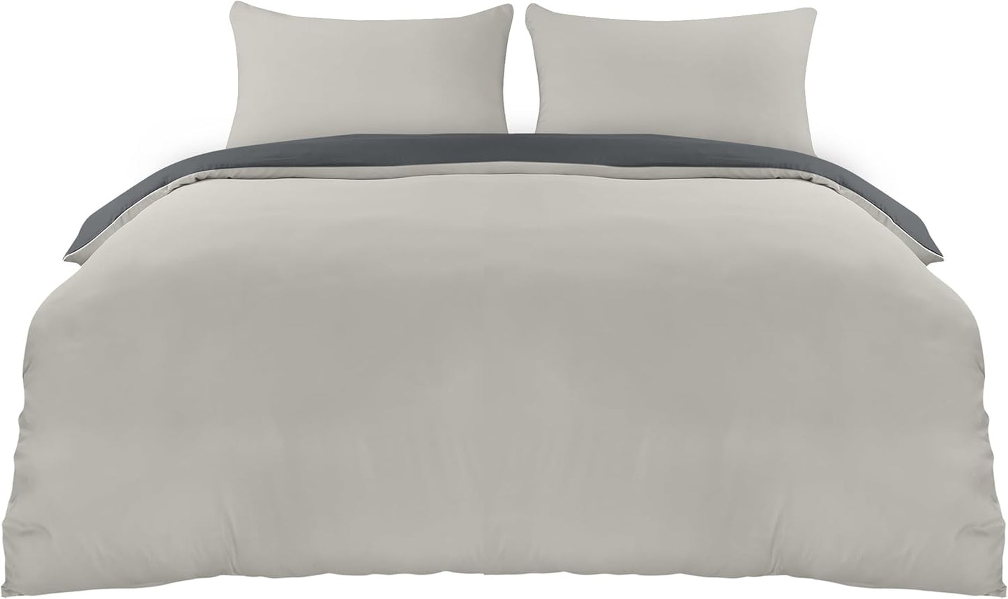 Utopia Bedding Duvet Cover Double - Soft Microfibre Polyester - Bedding Quilt Cover Set, with Pillow cases (Grey)