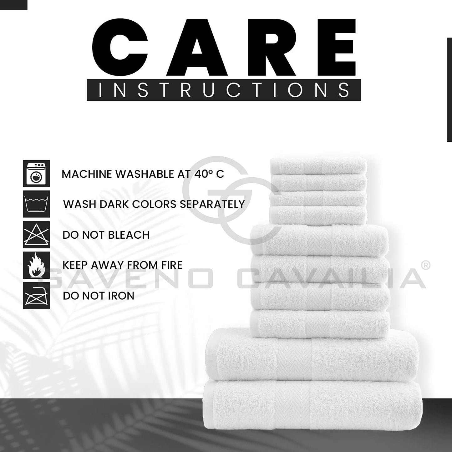 GC GAVENO CAVAILIA 10 Piece Towel Bale Set | Quick Drying Cotton Towel Highly Absorbent 450 GSM Silver Towels Set | Bathroom Towels Bale Set 4x Face 4x Hand 2x Bath Towels