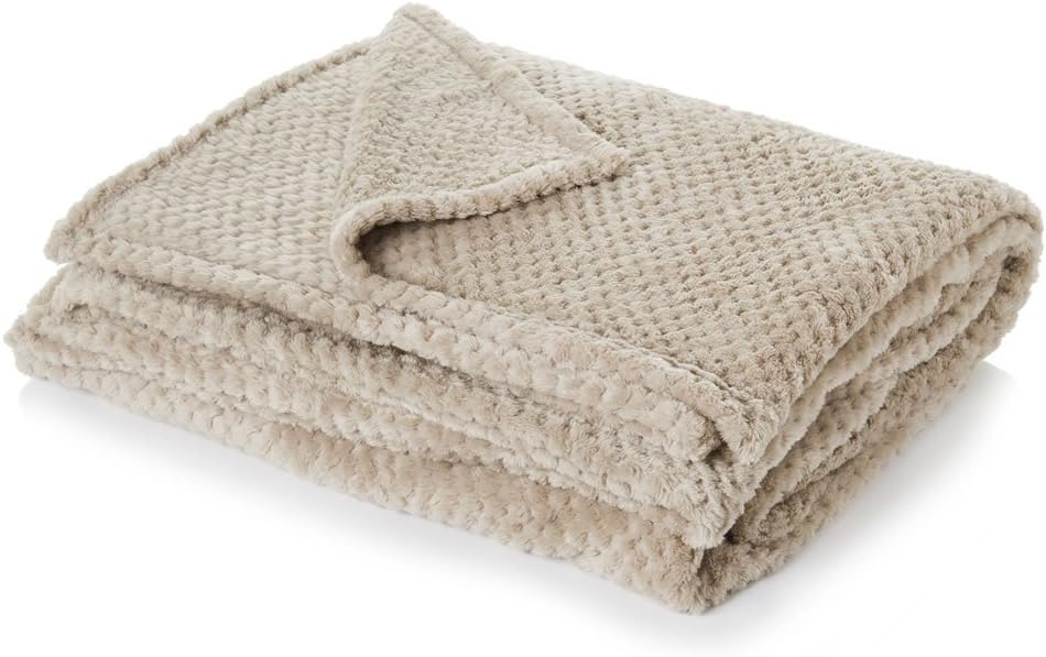 Dreamscene Sofa Throw Blanket, Soft Cosy Warm Honeycomb Waffle Fluffy Fleece Blankets for Bed Single Bed Throws Faux Fur Charcoal Grey Throw for Sofa, 125 x 150cm