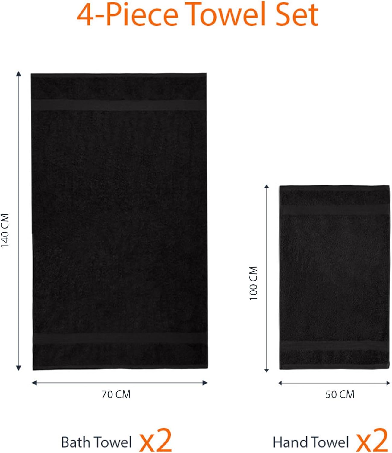 Amazon Basics 2 Bath towel for bathroom, Fade Resistant 100% Cotton Bath Towels, soft absorbent, 2-Pack (70x140 cm), Grey