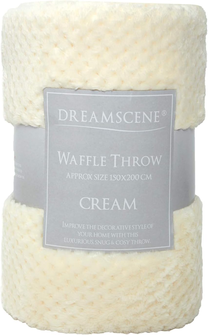 Dreamscene Sofa Throw Blanket, Soft Cosy Warm Honeycomb Waffle Fluffy Fleece Blankets for Bed Single Bed Throws Faux Fur Charcoal Grey Throw for Sofa, 125 x 150cm