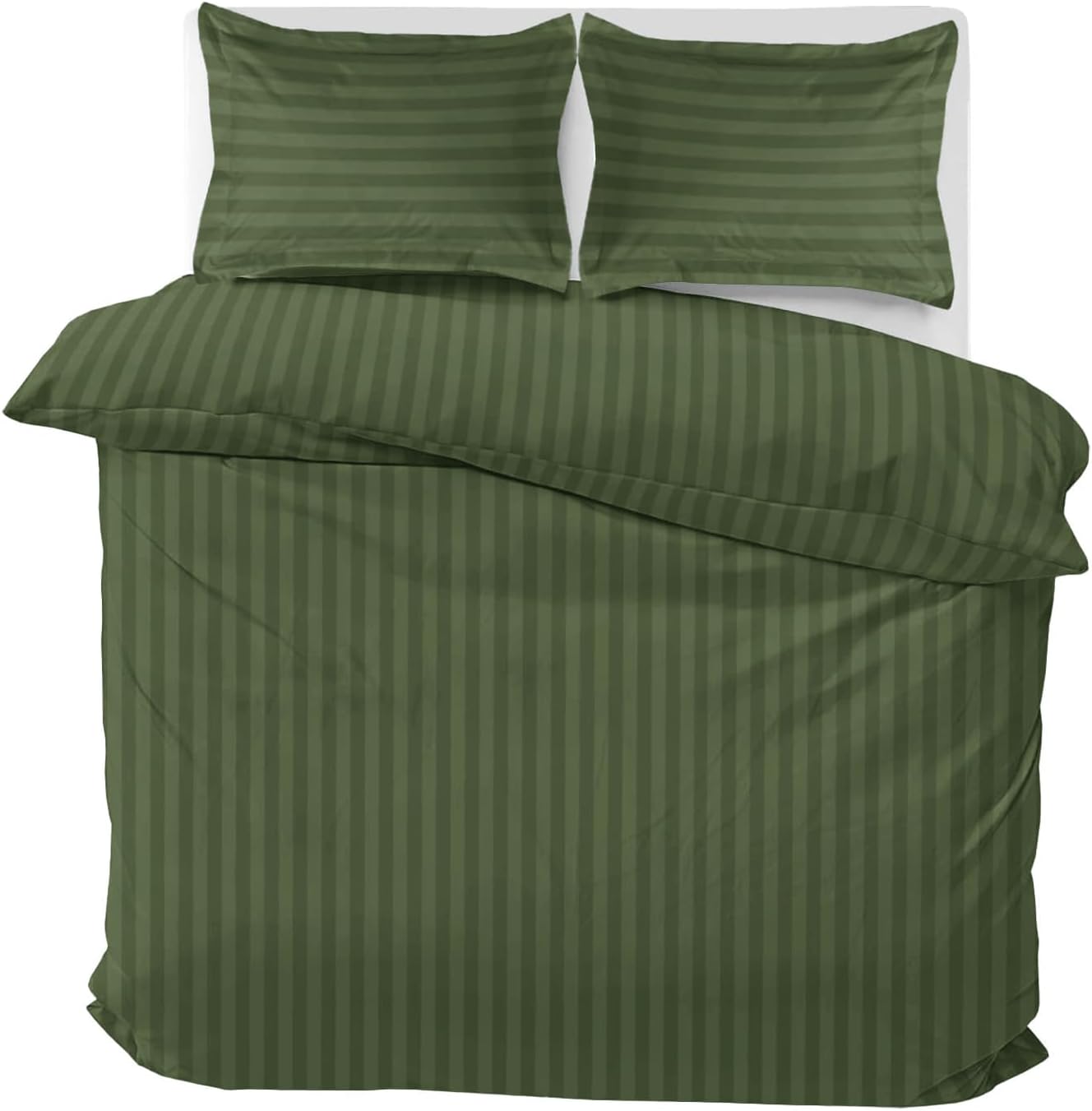MOONLIGHT20015 Double Duvet Set Reversible Stripes Satin Double Bedding Set with 2 Pillowcases Soft Hypoallergenic Duvet Cover (Grey 200x200 CM)