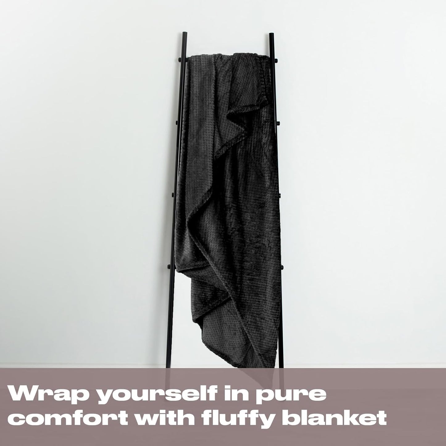 Dreamscene Sofa Throw Blanket, Soft Cosy Warm Honeycomb Waffle Fluffy Fleece Blankets for Bed Single Bed Throws Faux Fur Charcoal Grey Throw for Sofa, 125 x 150cm
