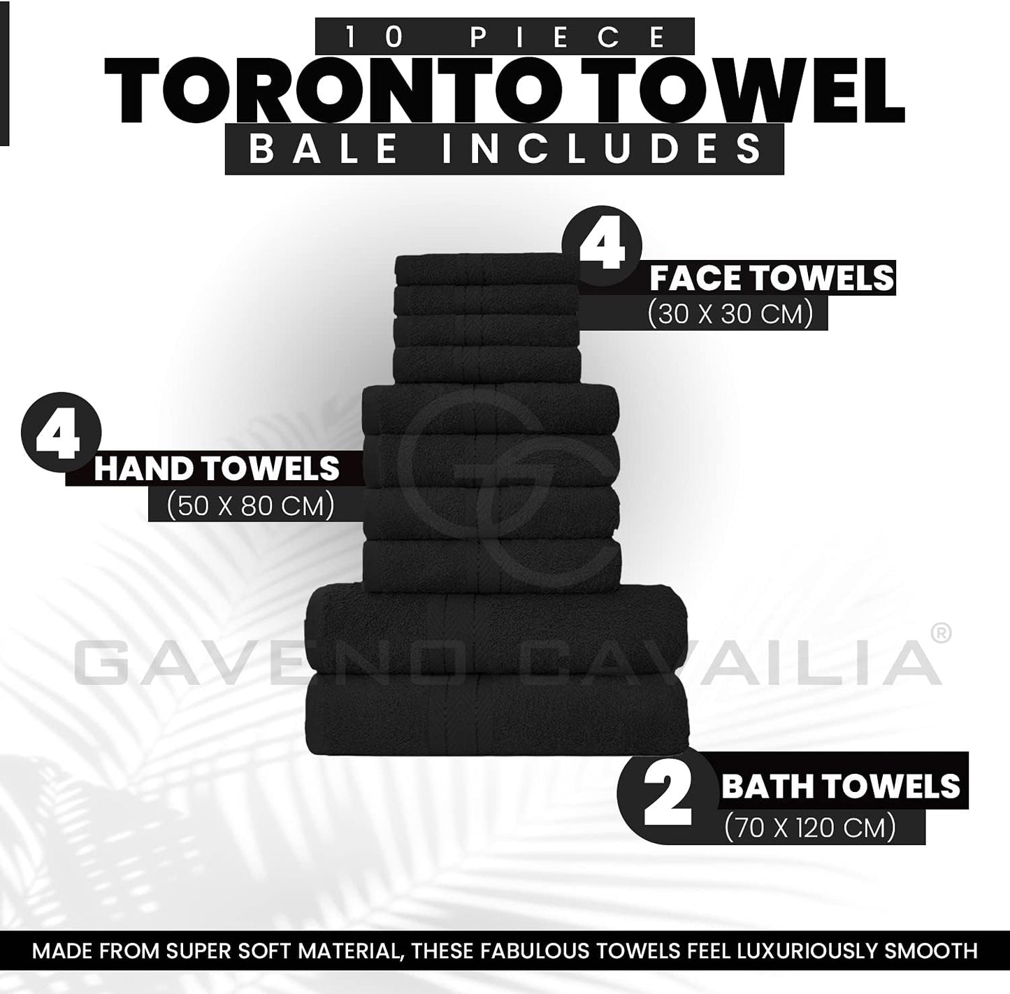 GC GAVENO CAVAILIA 10 Piece Towel Bale Set | Quick Drying Cotton Towel Highly Absorbent 450 GSM Silver Towels Set | Bathroom Towels Bale Set 4x Face 4x Hand 2x Bath Towels