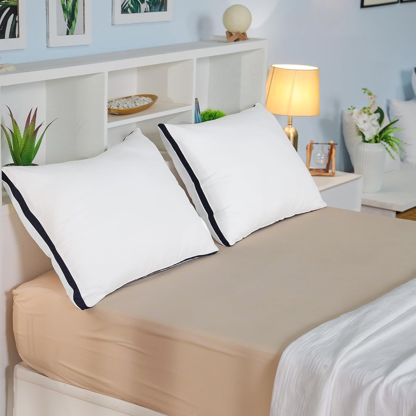 Utopia Bedding Pillows 2 Pack Queen Size, (Navy) Hotel Quality Pillows, Brushed Fabric, Bed Pillow for Back, Stomach or Side Sleepers - 18 x 26 inch / 45 x 66 cm