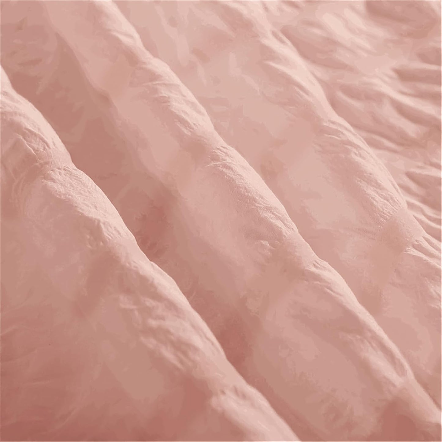Beige Seersucker Bedding Set King Size Puckering Seersucker Duvet Cover Set,Soft Microfiber,2 Pillowcases and Zipper Closure,220×230cm