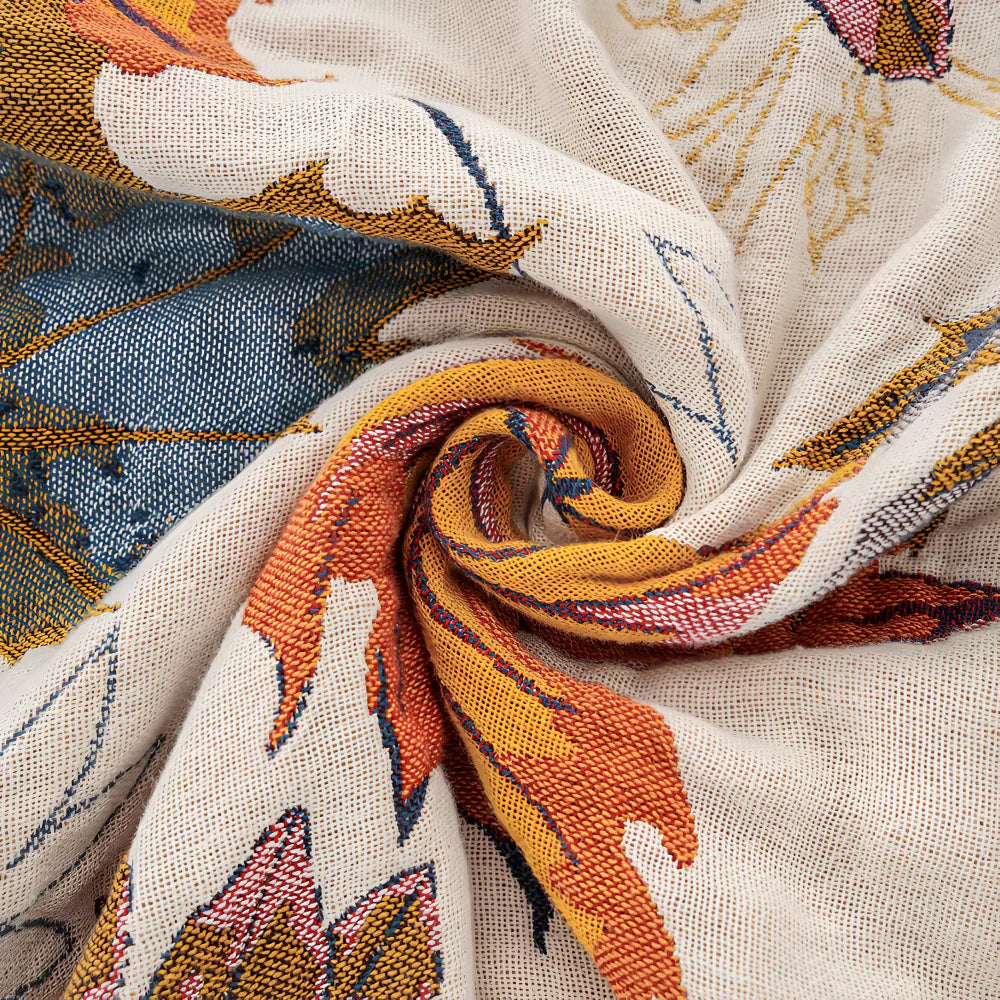 Cotton Throw Blanket - Maple Leaf Pattern