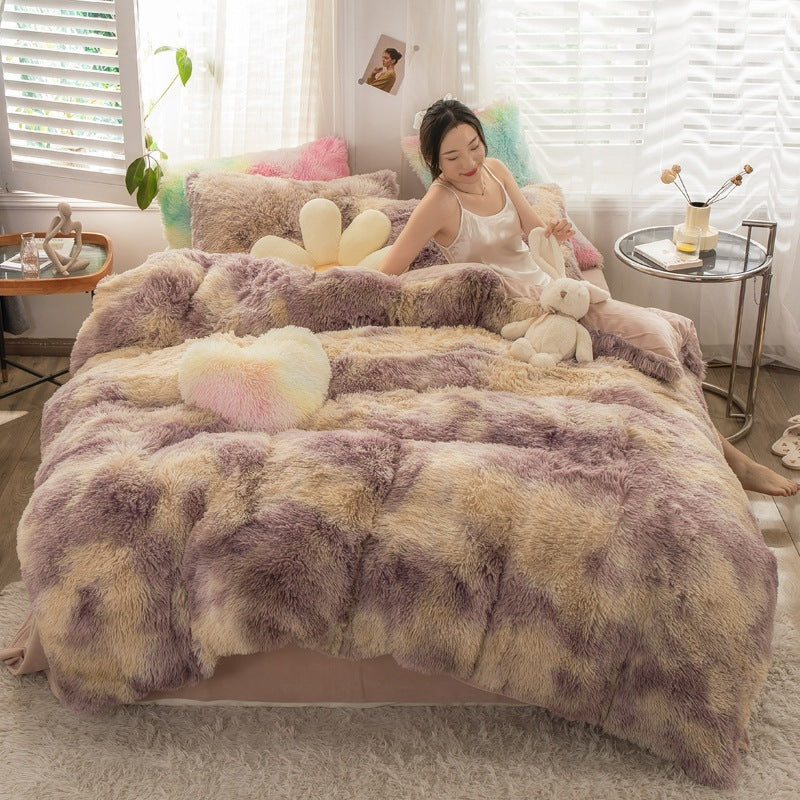 Fluffy Mink Velvet Duvet Cover Set 4pcs